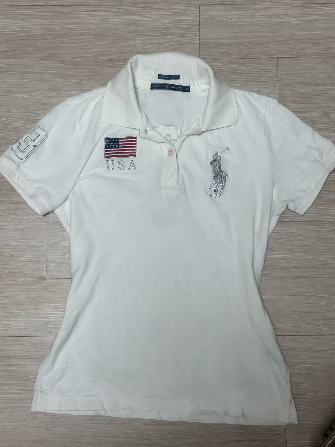 폴로 빅포니 실버 성조기 카라티 대대장 반팔 슬림핏 USA 미국국기 상품이미지1