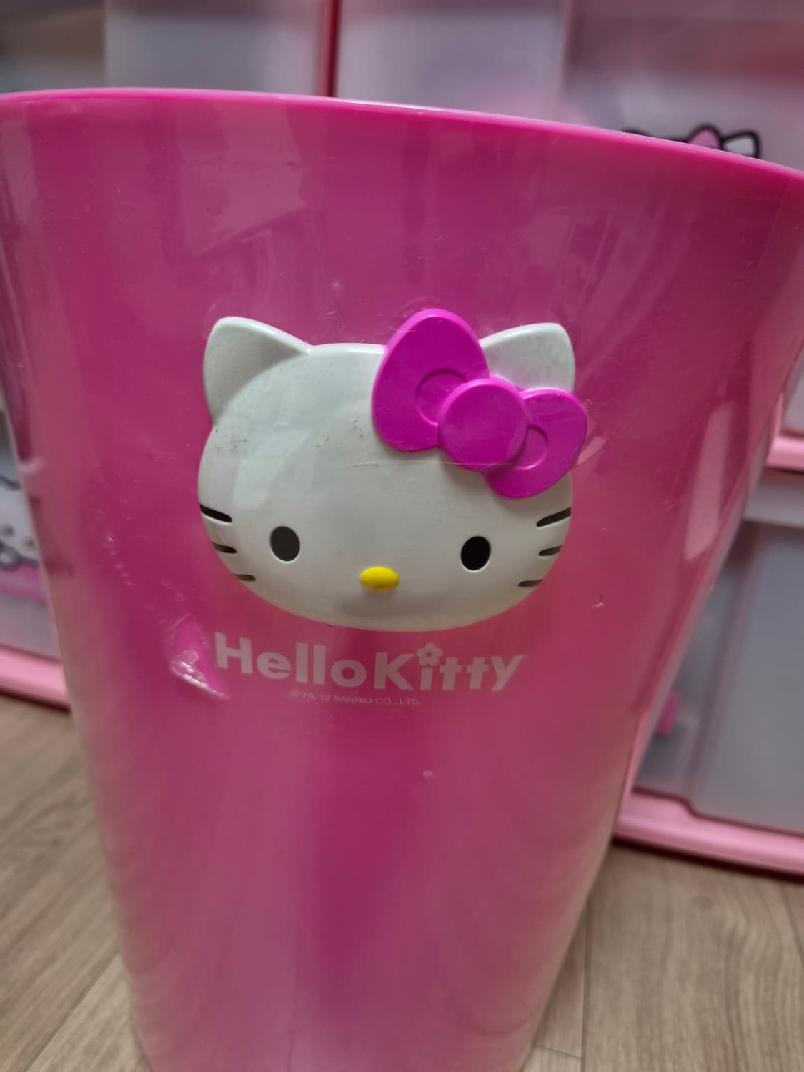 헬로키티 고전키티 핑크 입체얼굴 쓰레기통 대형 헬로키티 상품이미지4