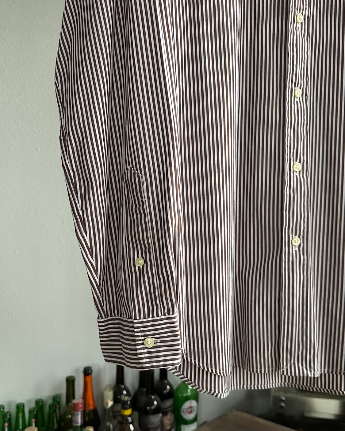 [L]폴로 랄프로렌 클래식핏 브라운 스트라이프 포플린 셔츠 상품이미지4