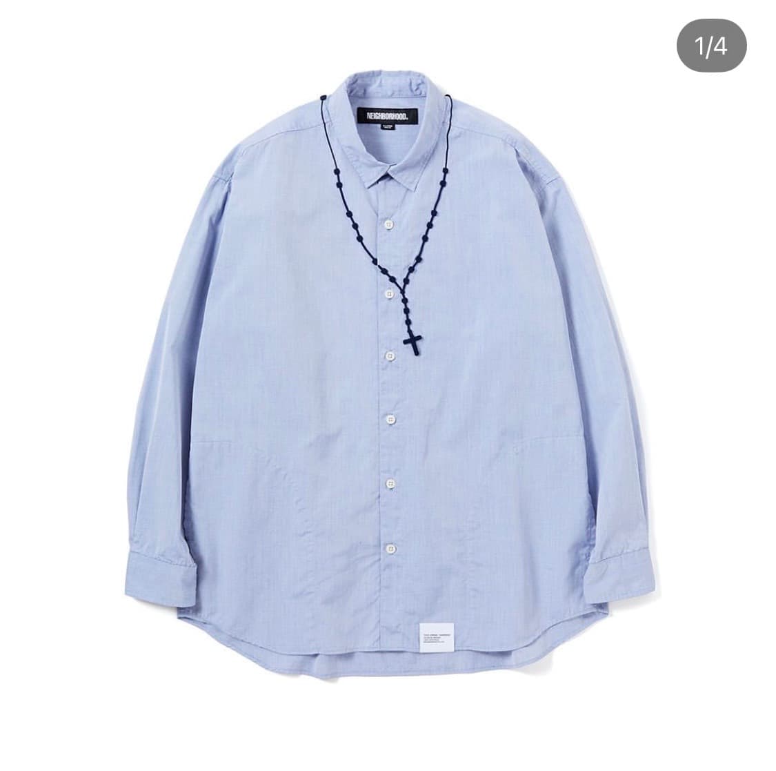 네이버후드 묵주 자수 셔츠 블루 상품이미지1