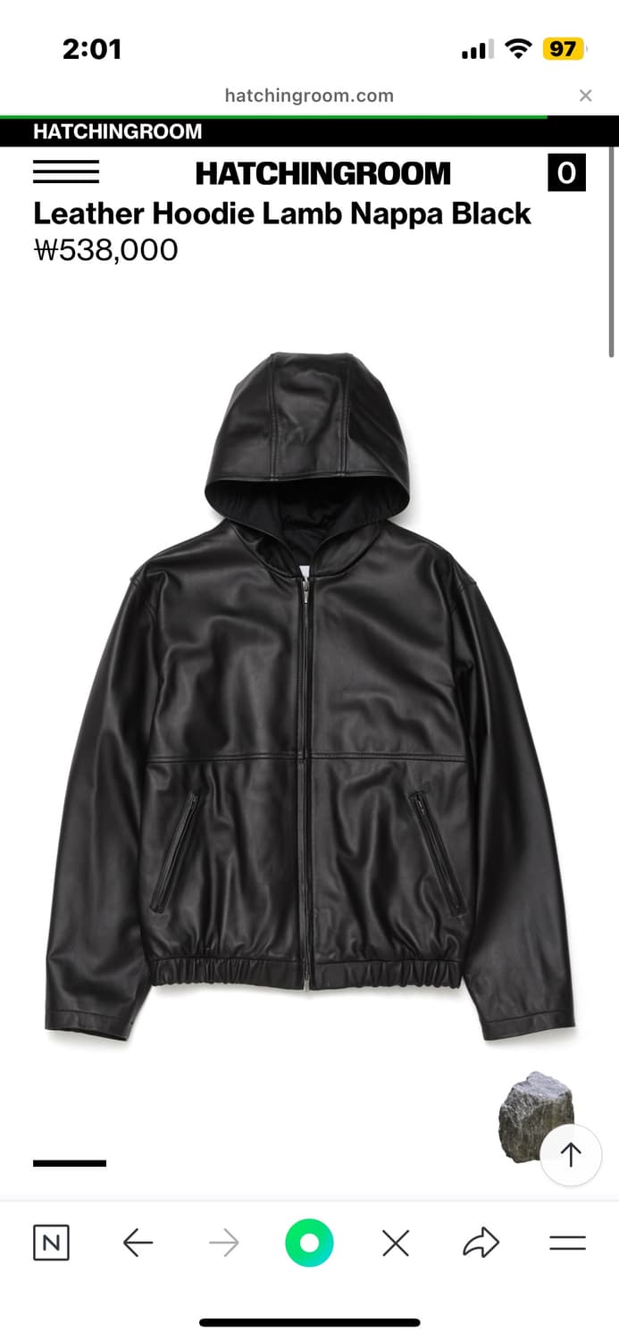 해칭룸 레더 후드 Lamb Nappa Black 상품이미지1