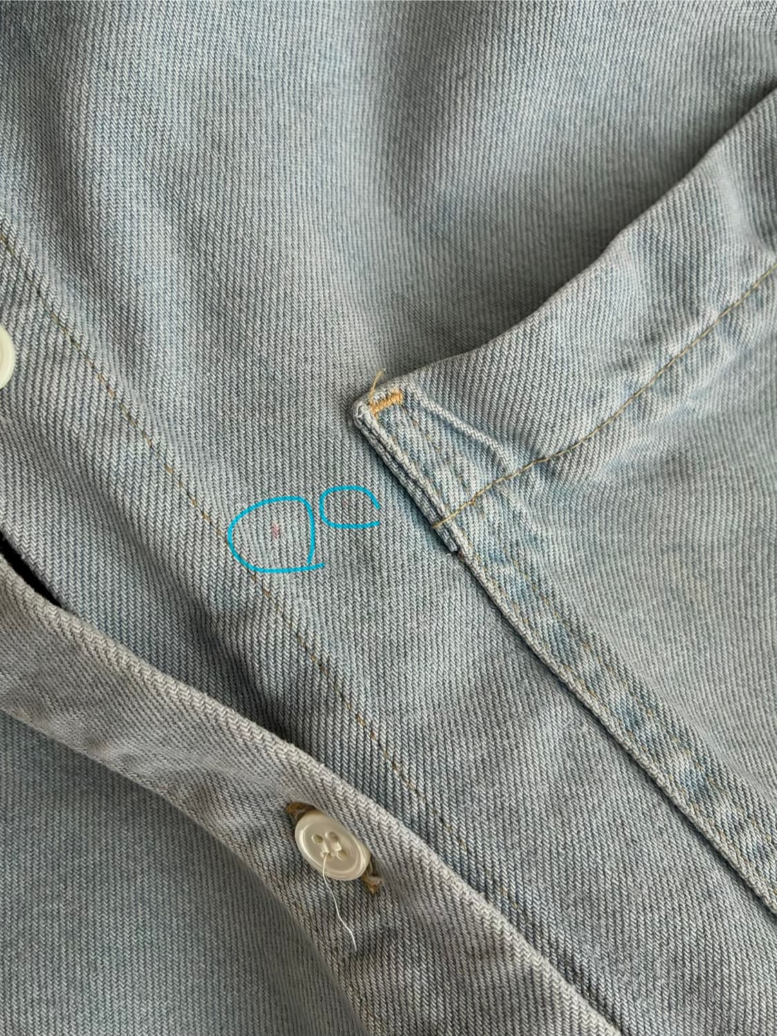 38) 코스 COS 데님 크롭 반팔 셔츠 연청 상품이미지5