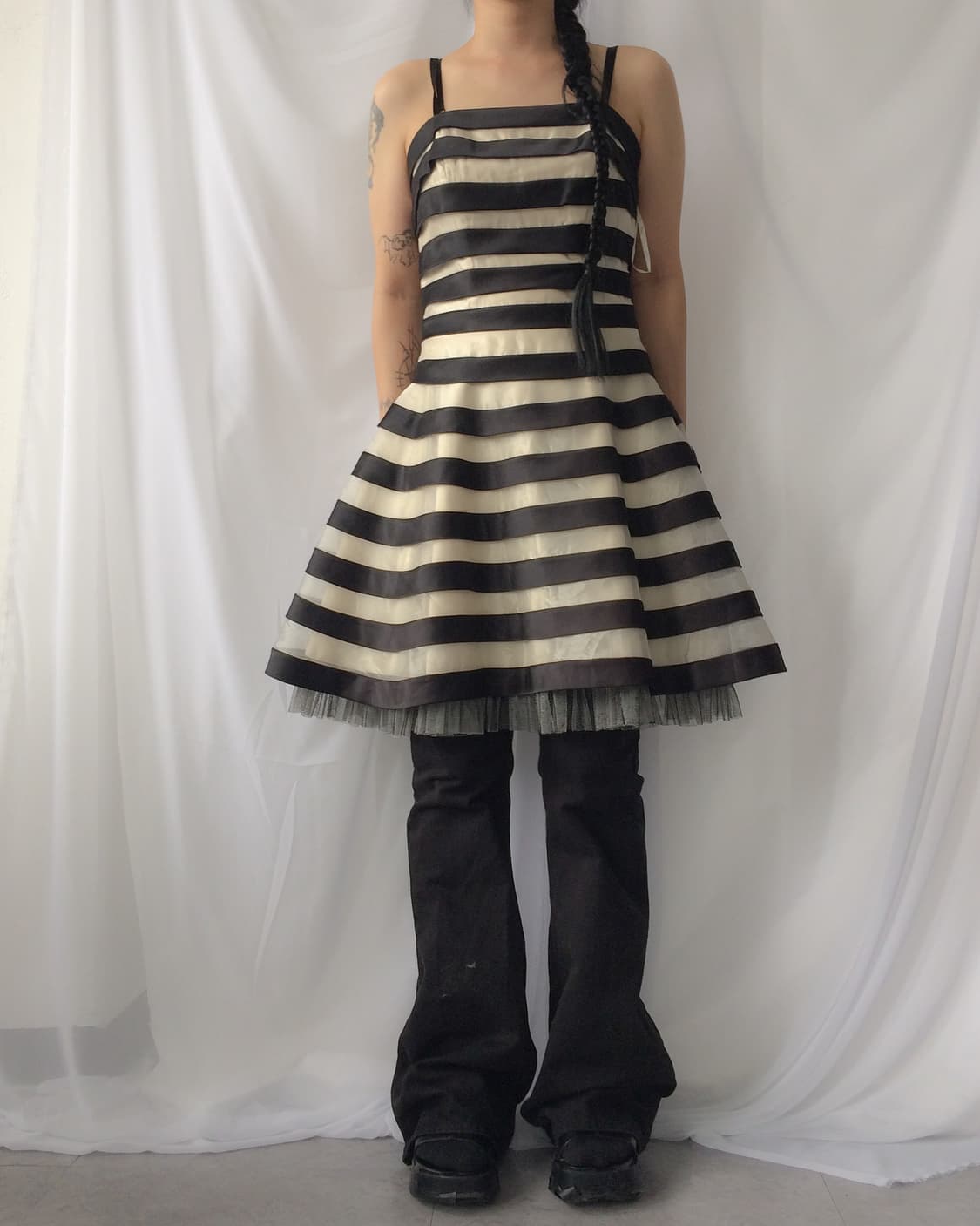 Stripe pattern sleeveless dress 상품이미지1