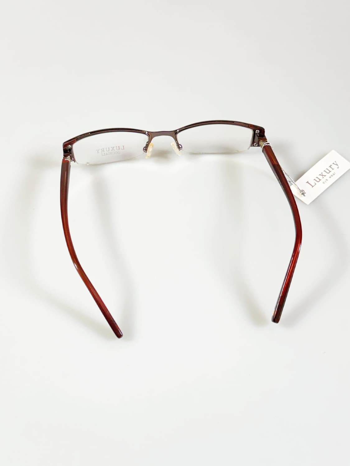 LUXURY Occhiali 반무테 스퀘어 버건디 메탈 빈티지 안경 상품이미지5