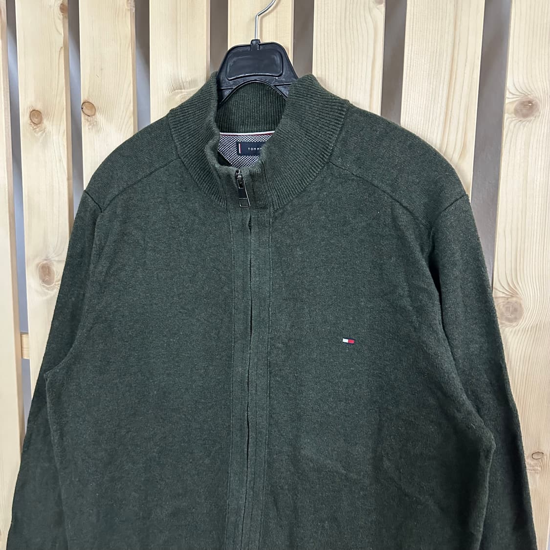 (L) 타미힐피거 카키 니트 집업 가디건 상품이미지4
