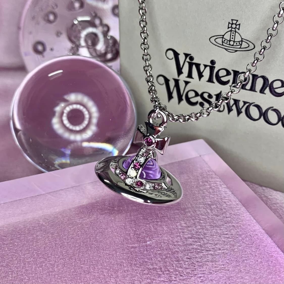 비비안웨스트우드 아카이브 크리스탈 자수정 orb팬던트 목걸이 (새상품) 상품이미지1
