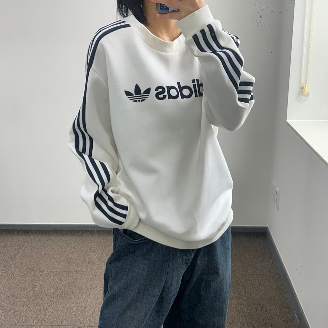 Adidas 아디다스 네이비 트랙탑 아이보리 맨투맨 상품이미지2