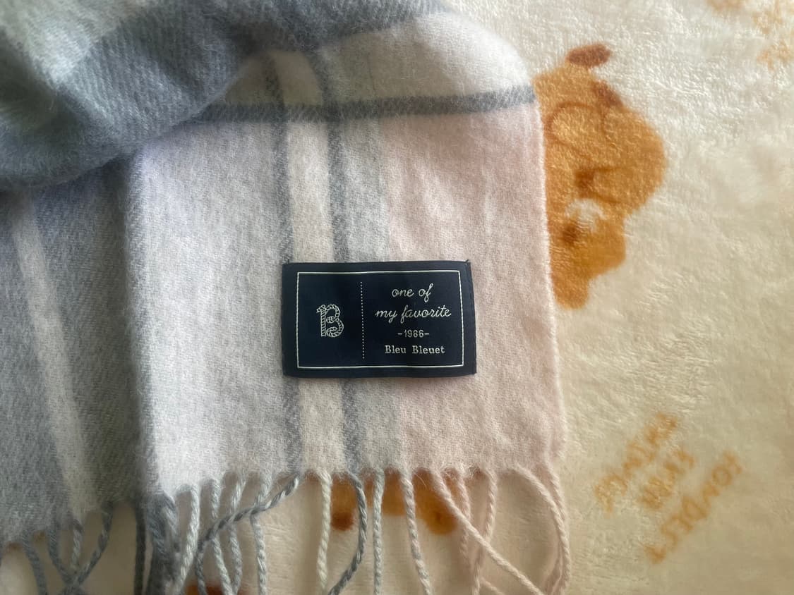 모리걸 빈티지 핑크 울 체크 머플러 🩶💗 상품이미지3