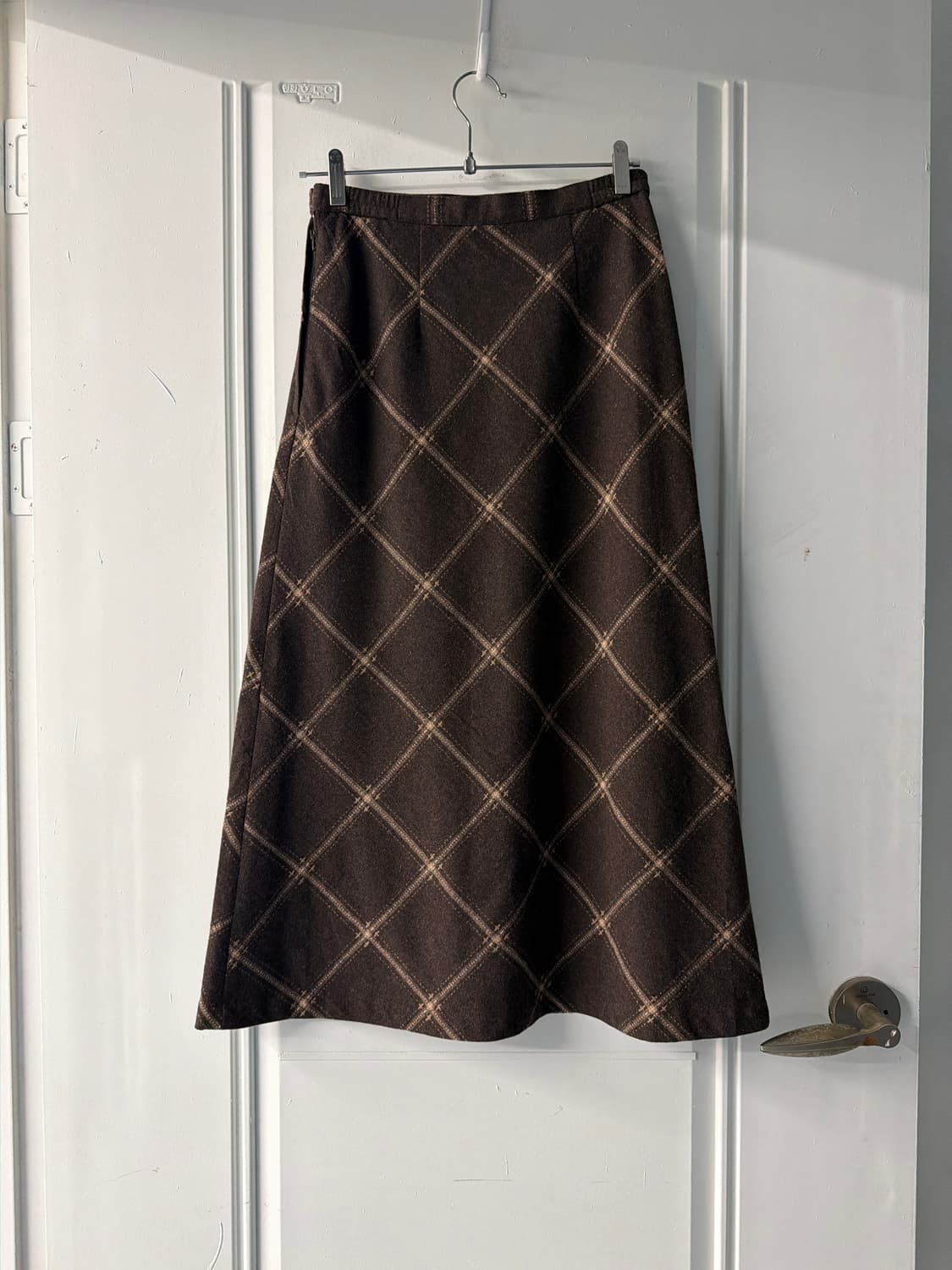 일본빈티지 브라운 체크 롱스커트 상품이미지9