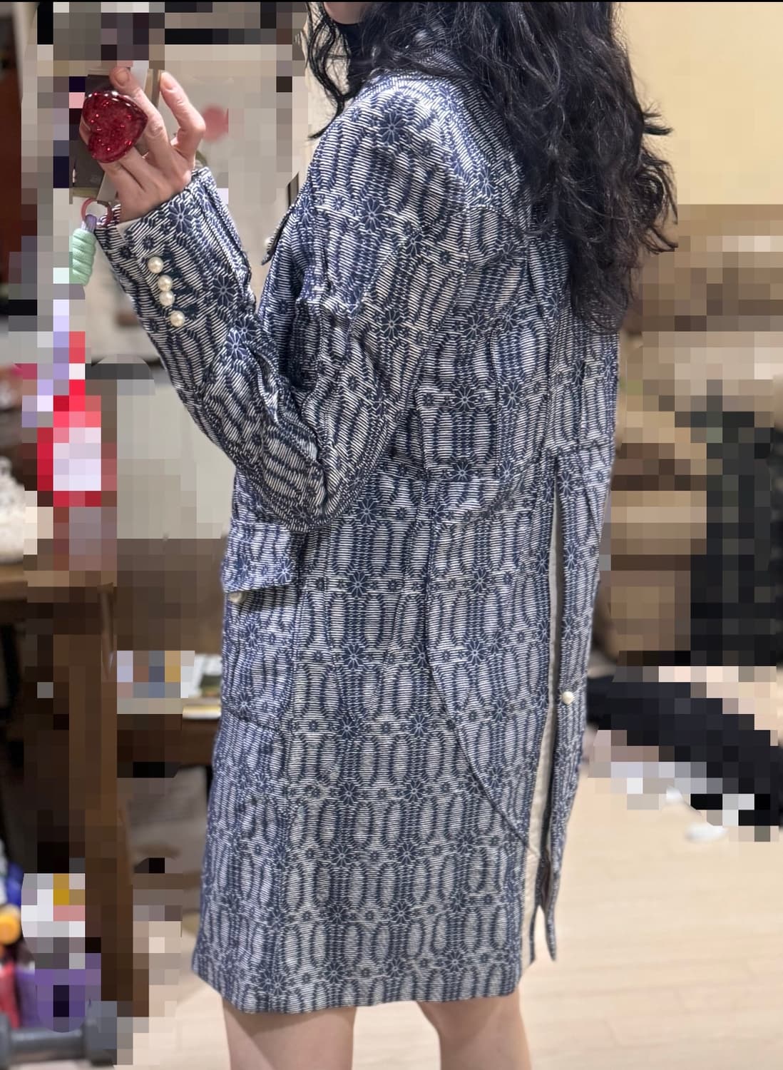 44 마른55 톰브라운 진주 장식 자가드 소재 테일러드 자켓 코트 트위드 상품이미지5