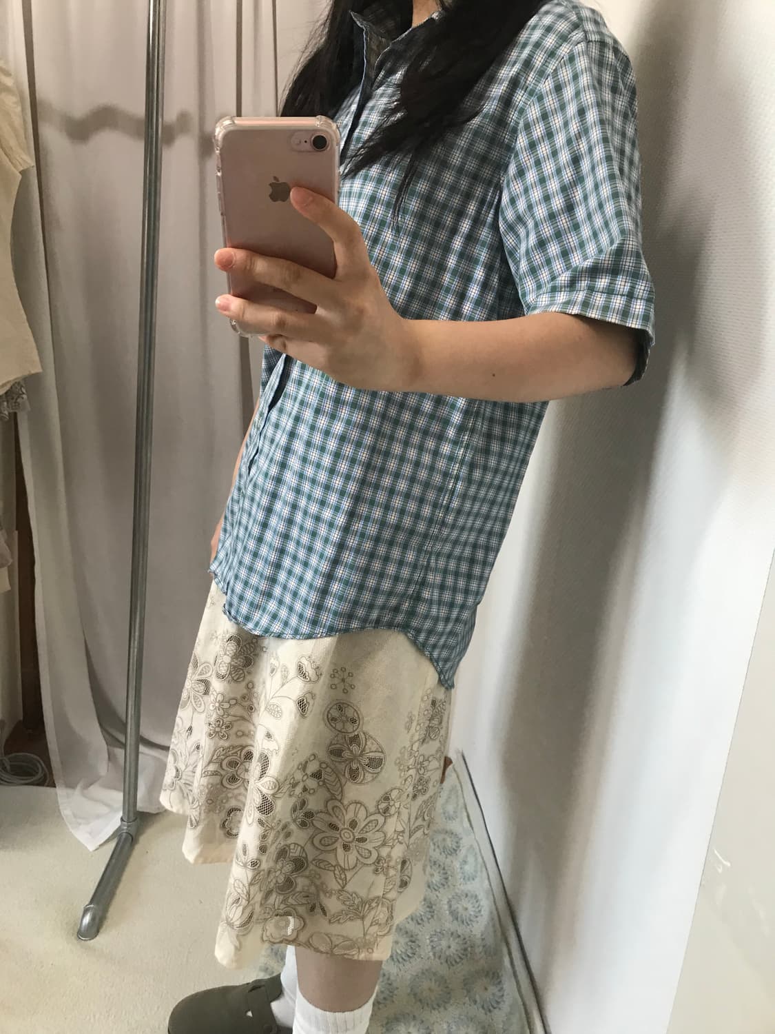 vintage over check short shirt 상품이미지7