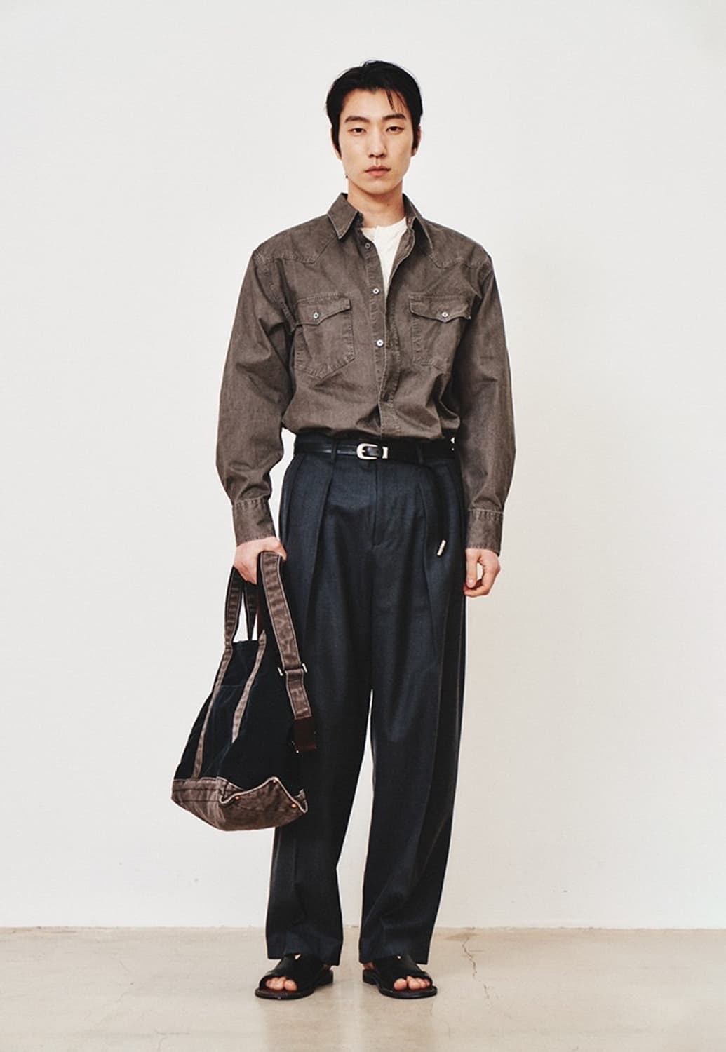 Washed Western Shirt_Moss Grey - XL 상품이미지1