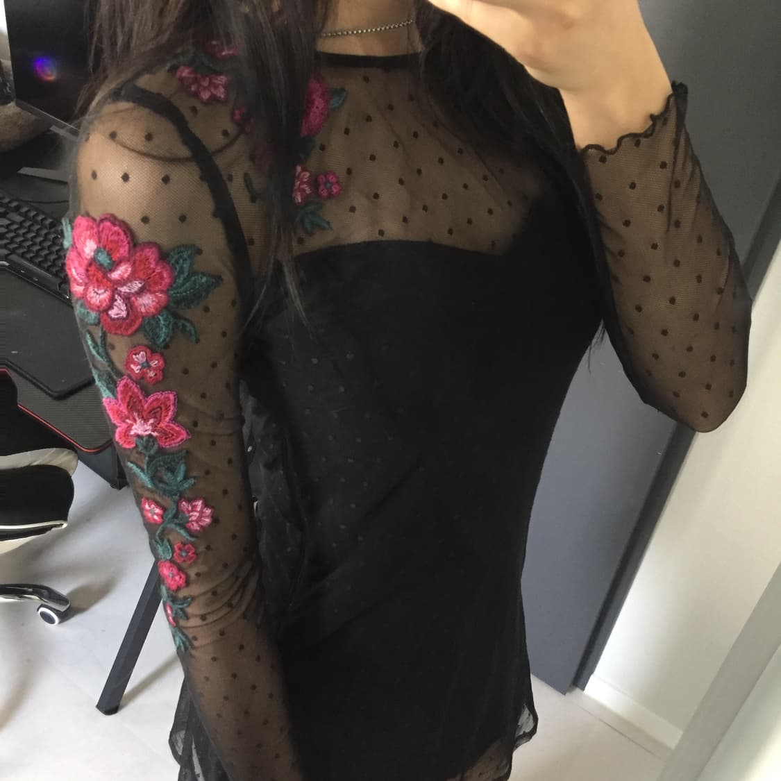 Hollister 히메갸루 고딕 장미 도트 시스루 원피스 상품이미지5