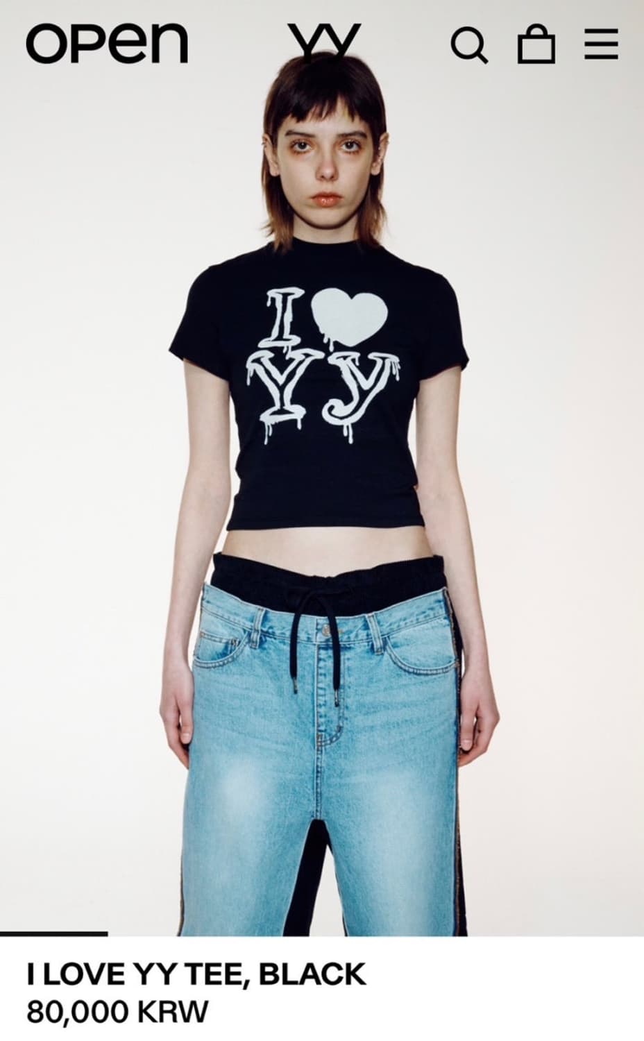 오픈와이와이 i love yy black 크롭탑 상품이미지1