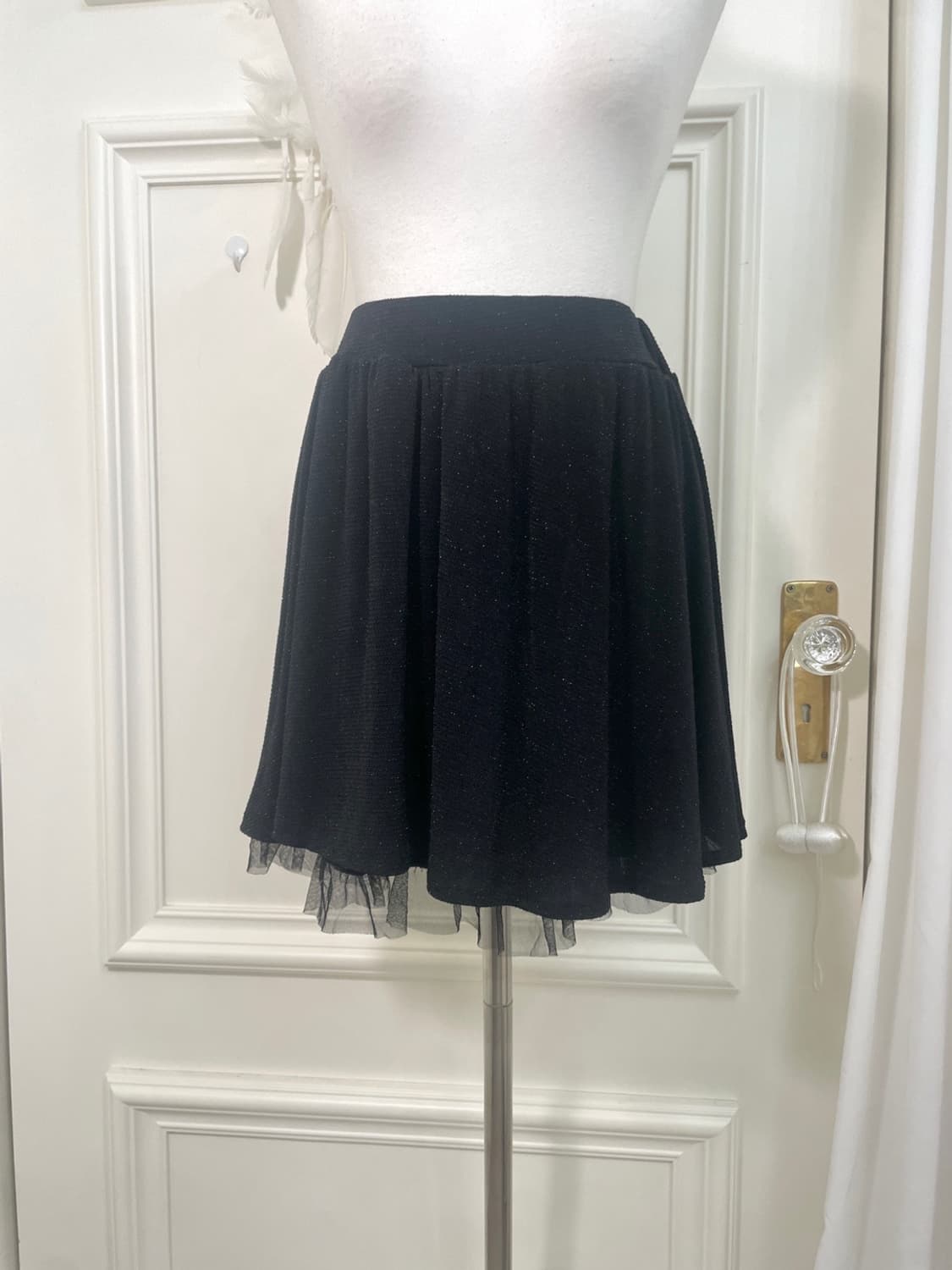 black tule glitter banding mini skirt 상품이미지5