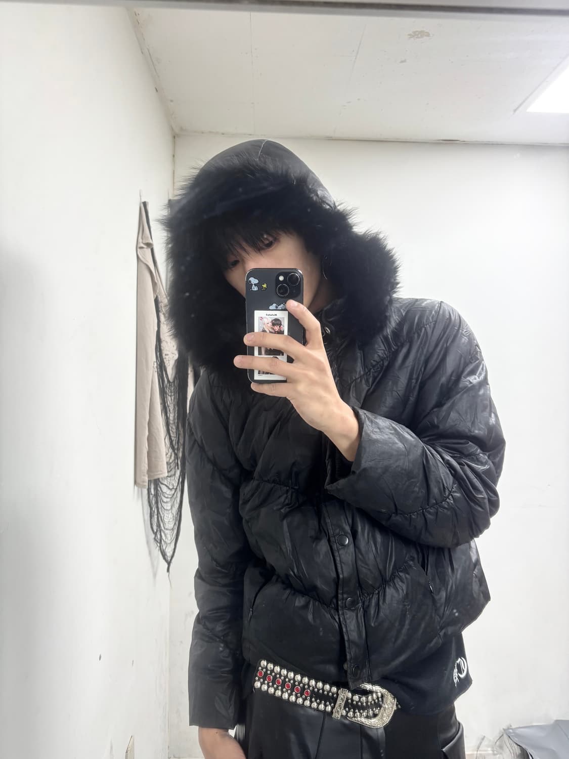 Black Fur Hoodie Black Padding 상품이미지1