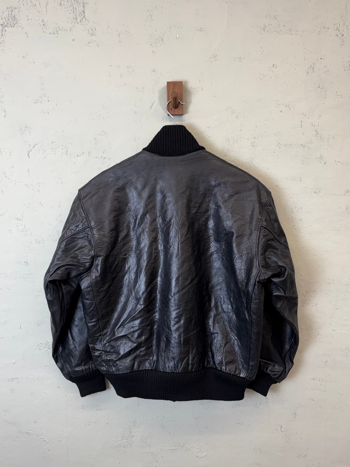 빈티지 리얼레더 봄버 자켓 블랙 상품이미지2