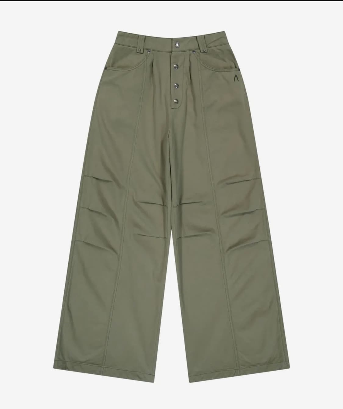 Knee Pin-tuck Studded Cotton Pants (Khak 상품이미지2