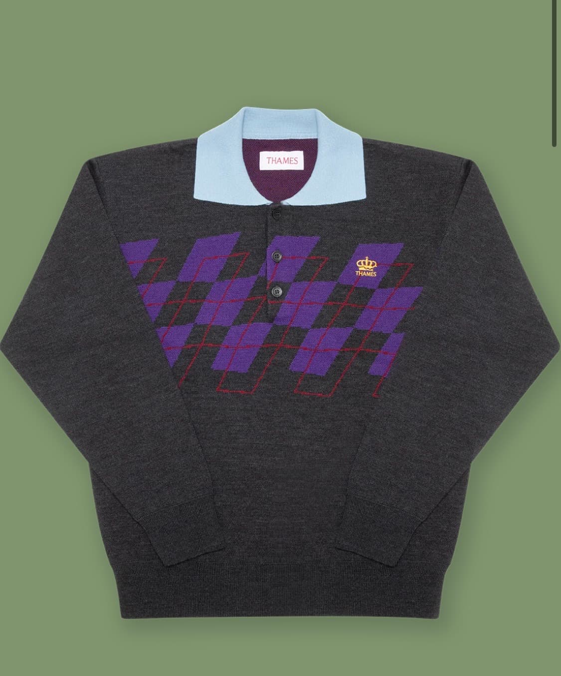  L) 템즈 thames 어본모어 폴로 니트 블랙퍼플 상품이미지2