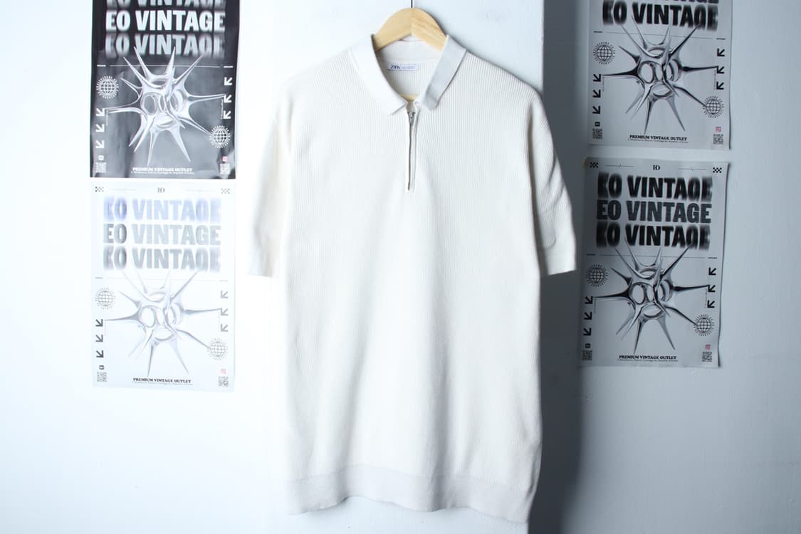 (XL-2XL) 자라 반팔 카라 티셔츠 빅사이즈 니트 반집업-7B93 상품이미지2