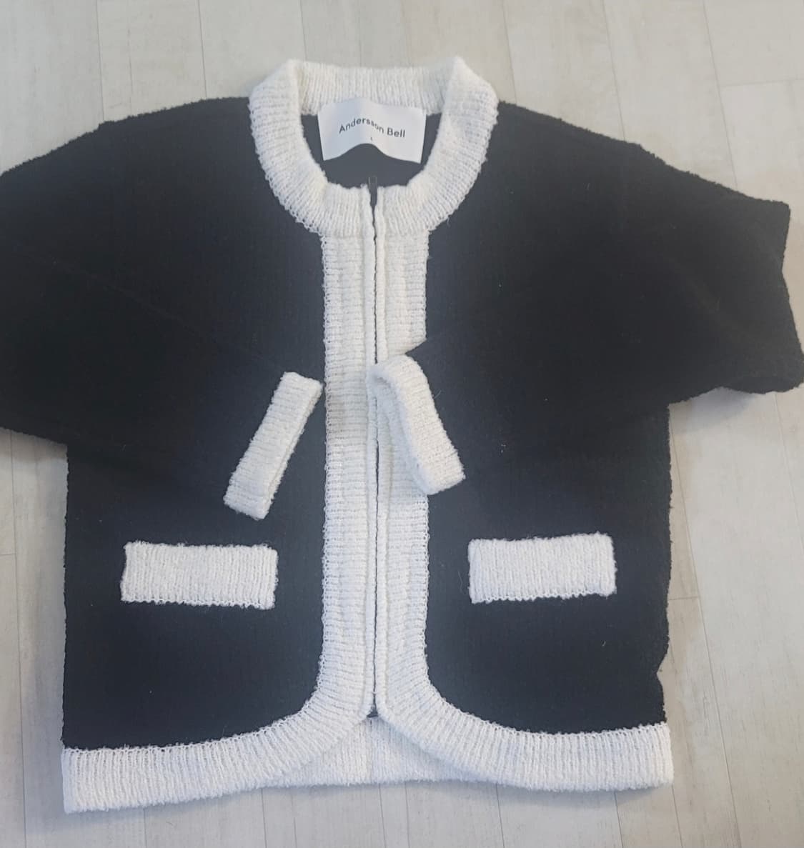 앤더슨벨 블랙 화이트 가디건 L 상품이미지3