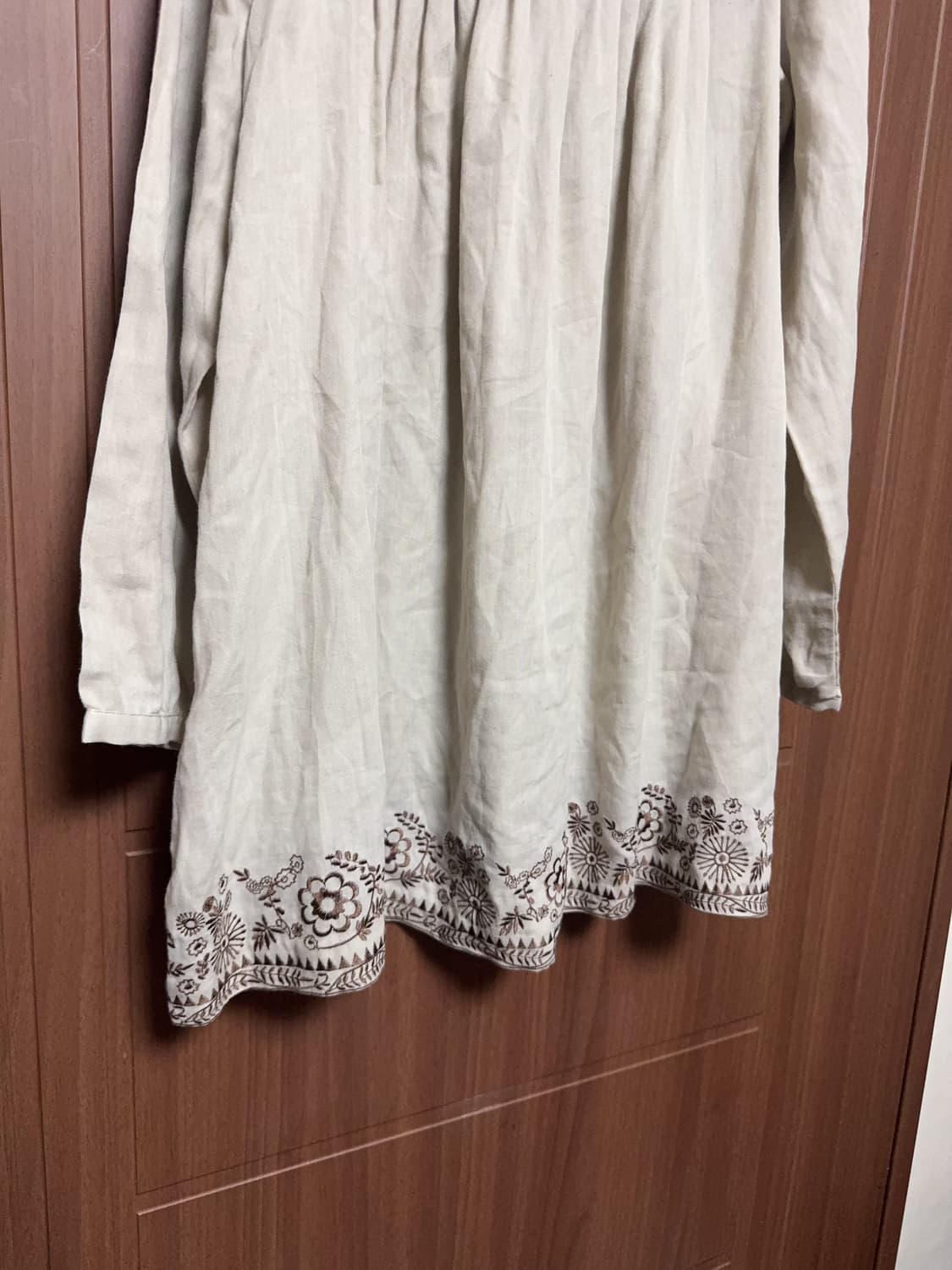 모리걸 하구미 히피 일본 빈티지 꽃무늬 자수 롱 블라우스 셔츠 상품이미지3