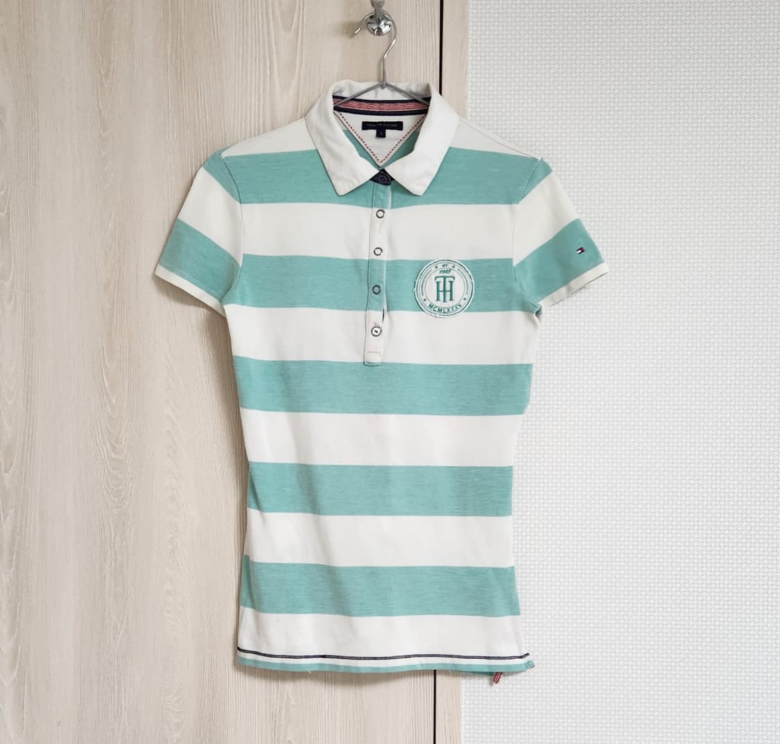 타미힐피거 스트라이프 반팔 카라티 상품이미지1