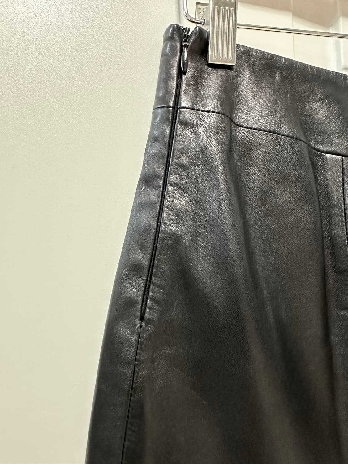 블랙 리얼 레더 A라인 가죽 스커트 새상품 55 상품이미지5