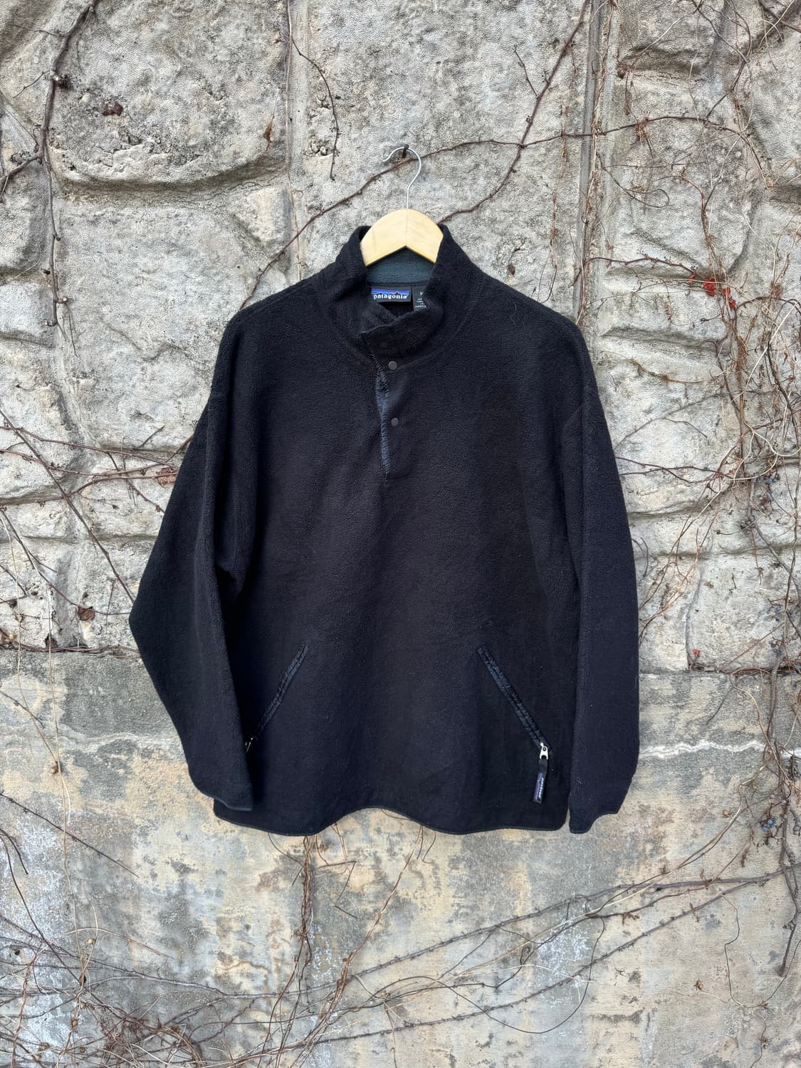 90s 파타고니아 usa 신칠라 플리스 후리스 스냅티 오버핏 블랙 상품이미지1