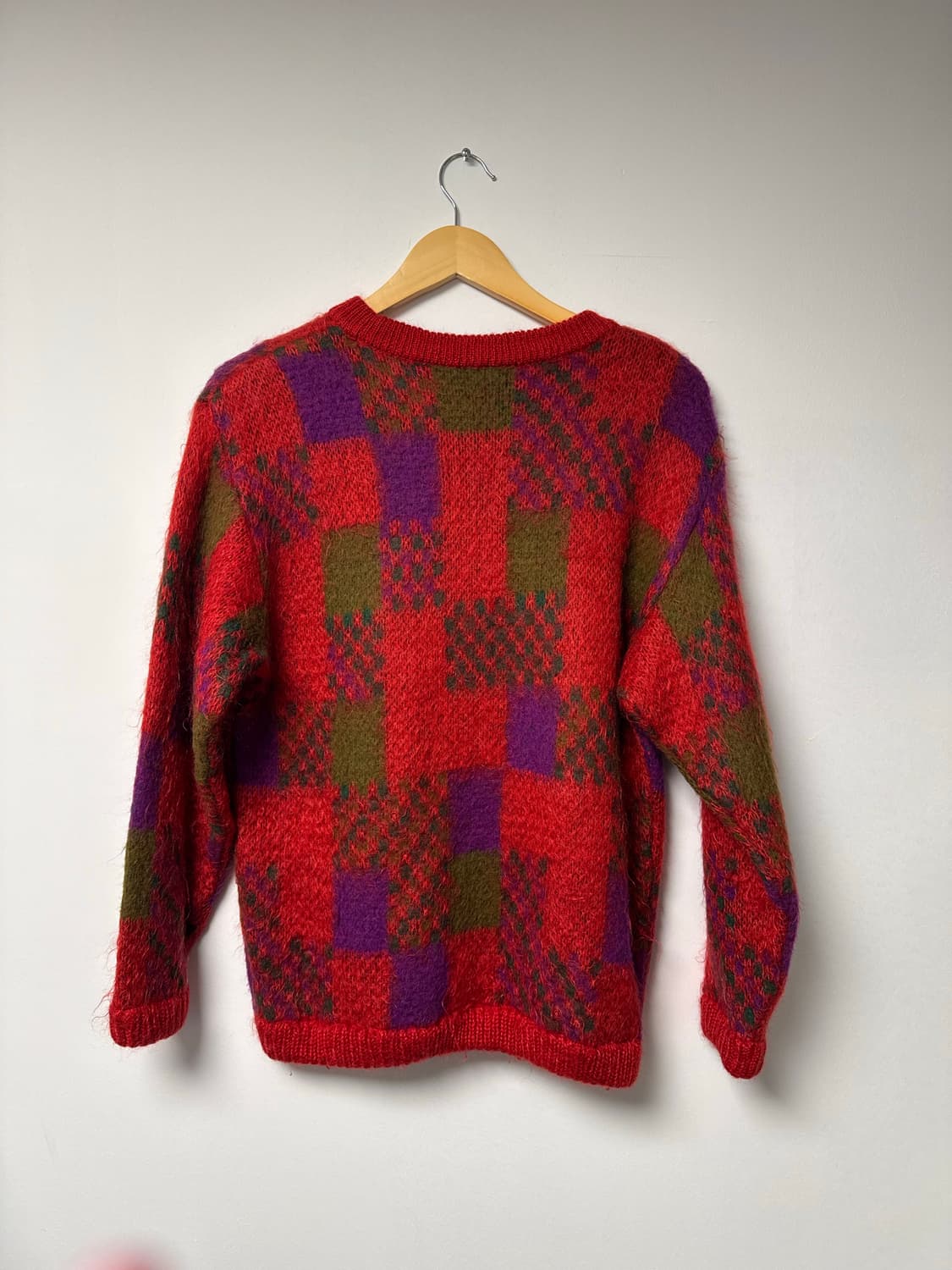 일본빈티지 JPN 체크 패턴 모헤어 아가일 울 니트 F 상품이미지4