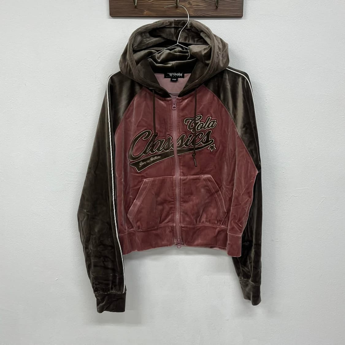 Gola 골라 벨루어 벨벳 크롭 후드집업 져지(F) 상품이미지5