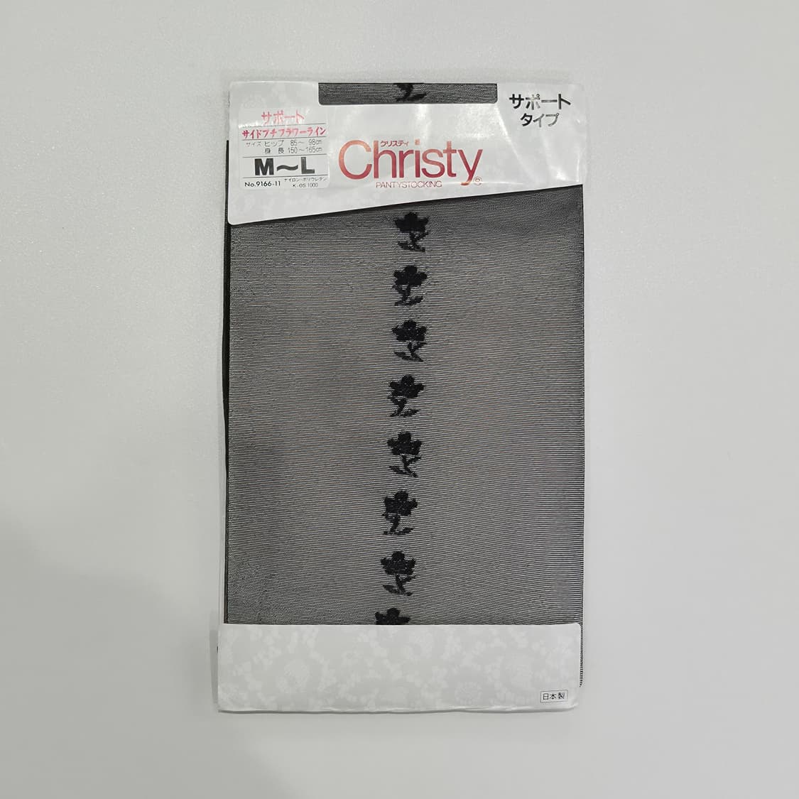 Christy 플라워 라인 패턴 시스루 블랙 팬티스타킹 상품이미지3