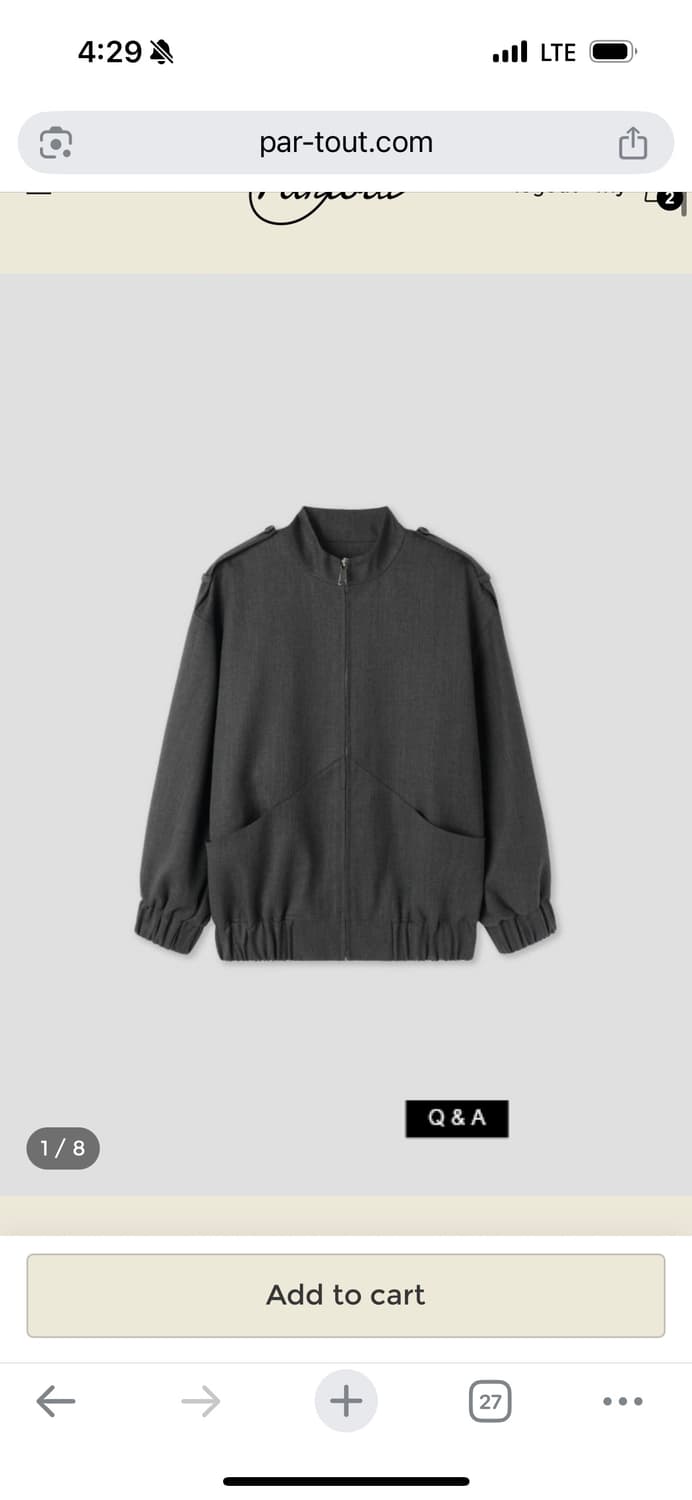 파크투 Urban Bomber 차콜 봄버자켓 상품이미지1