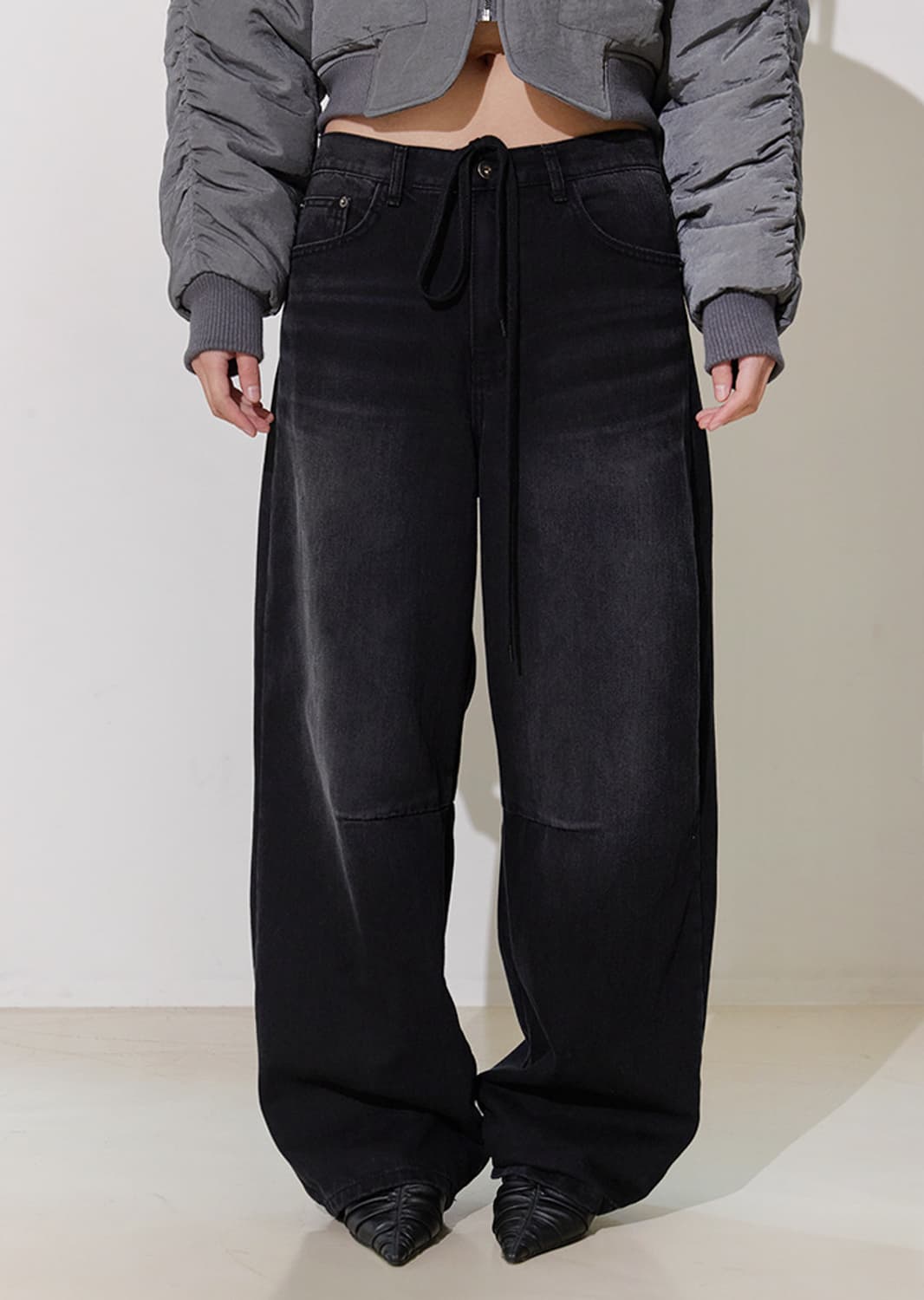 세이스라 saysra 스트링 워시드 데님 팬츠 블랙 상품이미지4