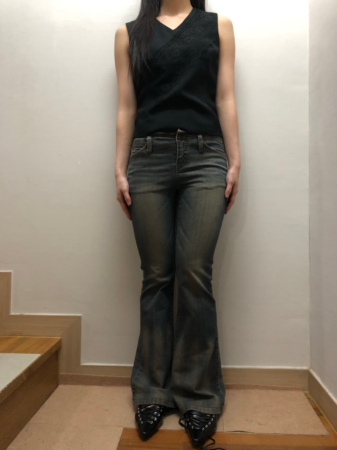 빈티지 블랙 레이스 슬리브리스 상품이미지3