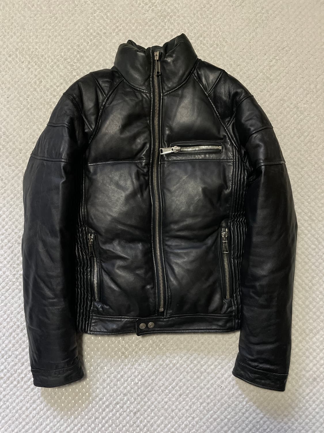 웨스턴 무드 램스킨 양가죽 바이커 패딩 레더 자켓 상품이미지1