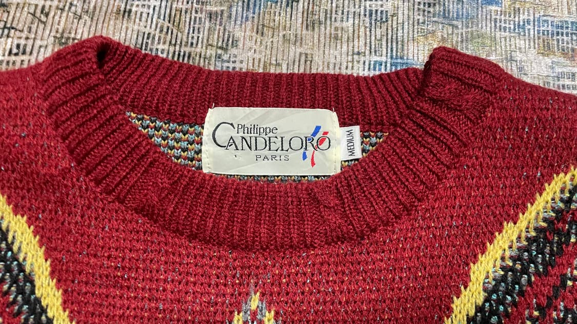 90s 프랑스 파리 빈티지 캉델로로 자카드 에스닉 보헤미안 니트 스웨터 상품이미지6