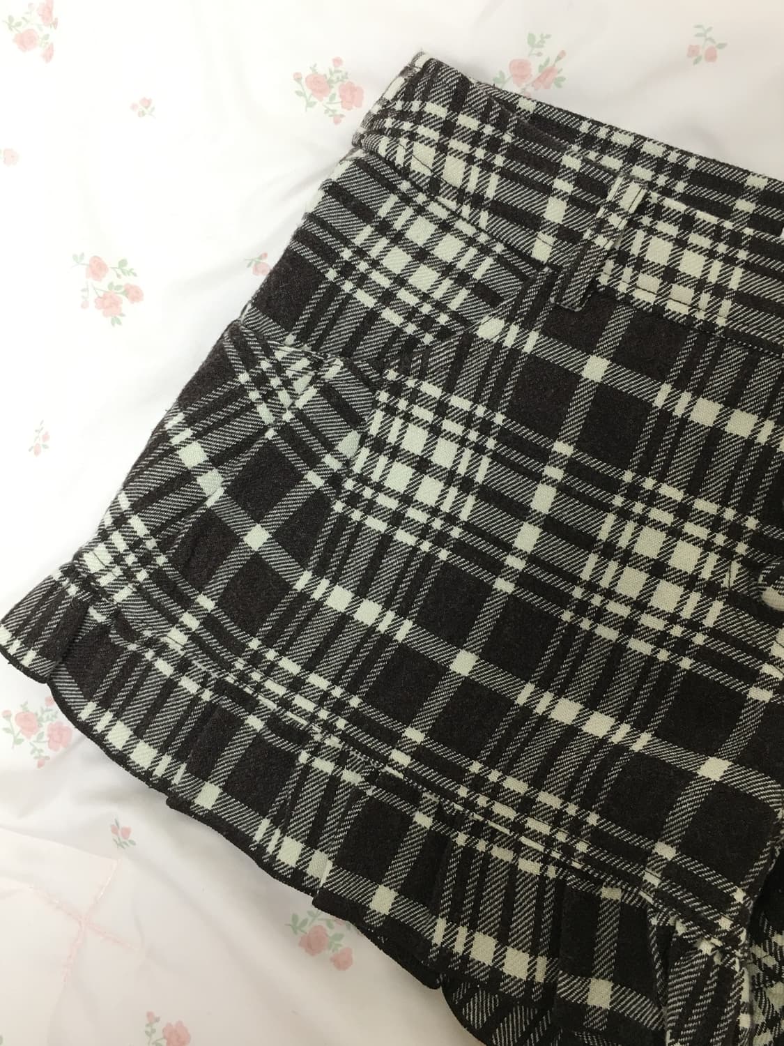 리즈리사 LIZLISA 체크 프릴 초코 반바지 큐롯팬츠 갸루 라떼 빈티지 상품이미지3