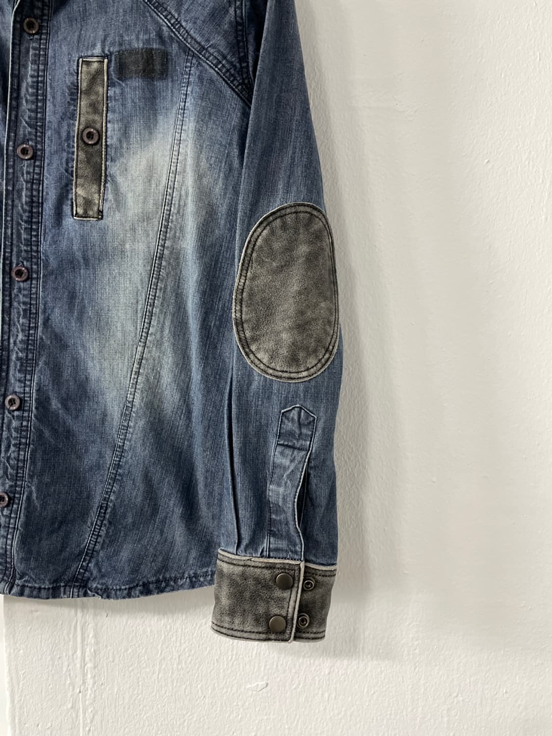 빈티지 볼컴 레더 카라 데님 셔츠  상품이미지5