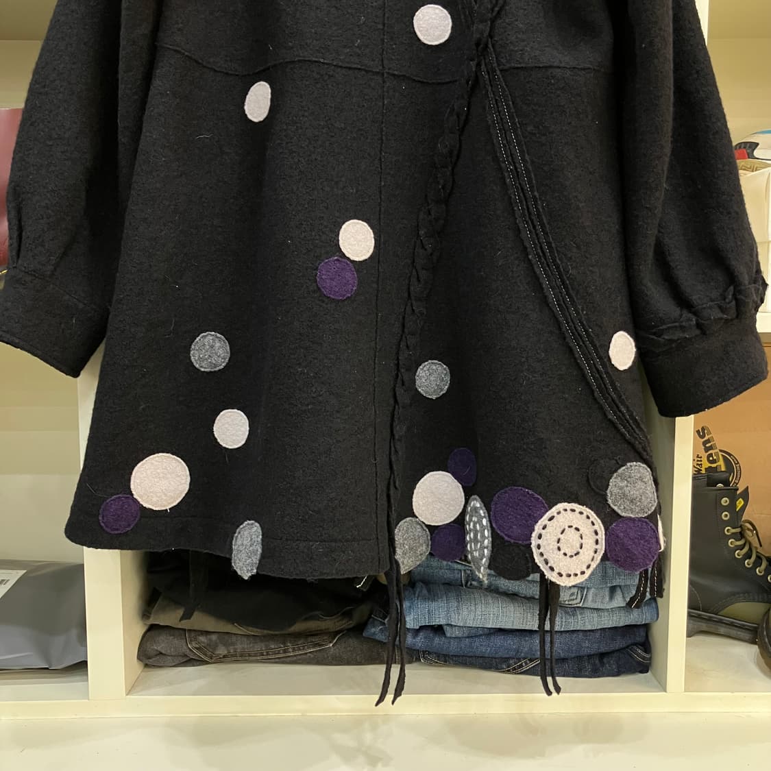 VTG 도트 울코트 M~L 상품이미지5