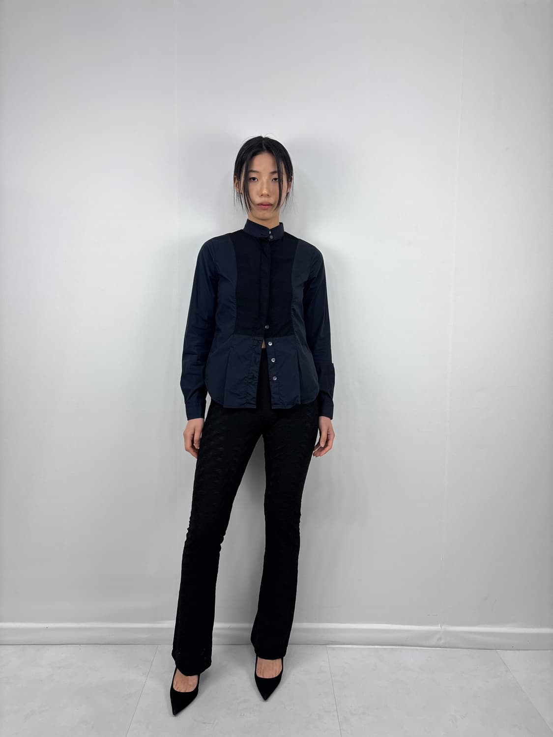 AX MIXED FABRIC PANEL SHIRT 상품이미지2