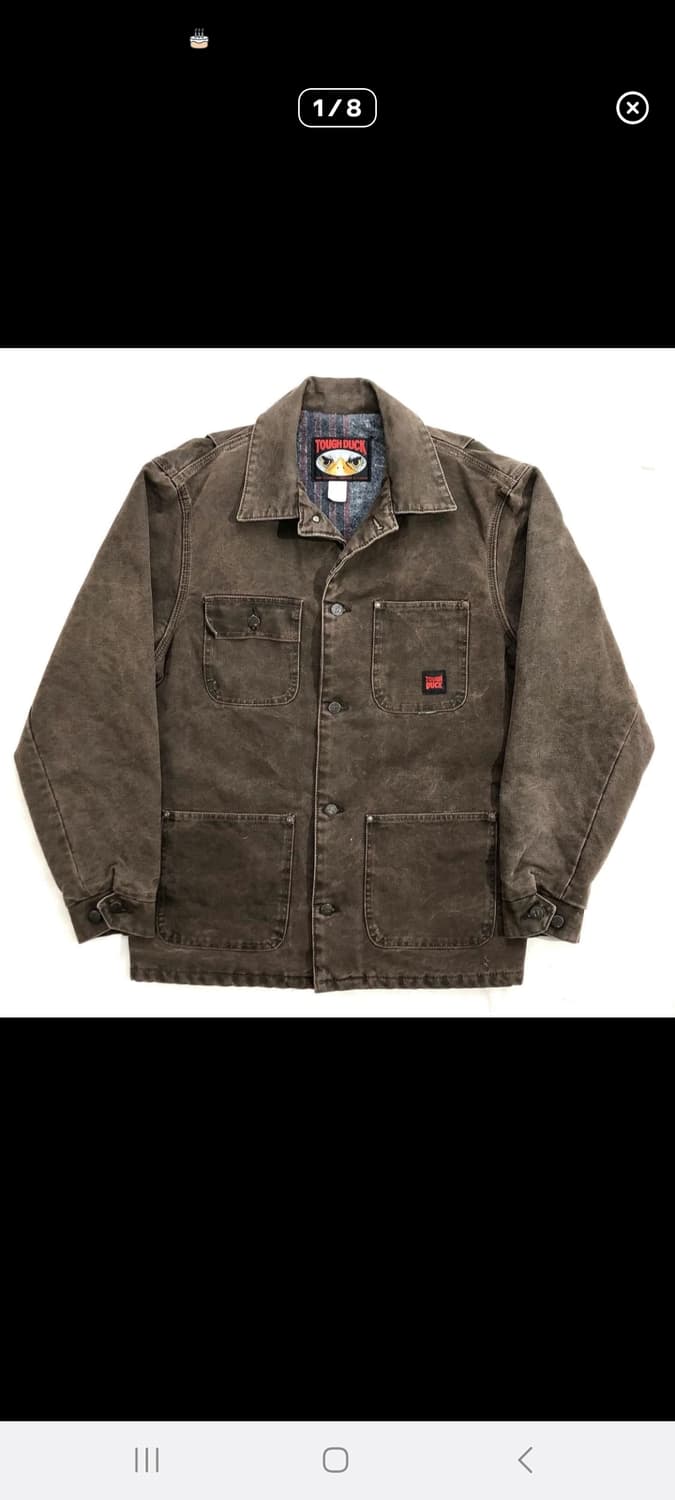 터프덕 브라운 워싱 기모 워크 자켓 상품이미지1