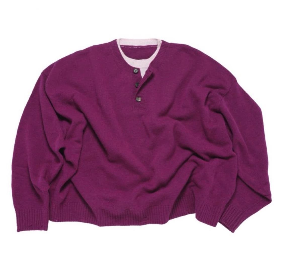 [L] MJD 콘트라스트 넥 캐시 크롭 니트 마젠타 상품이미지1