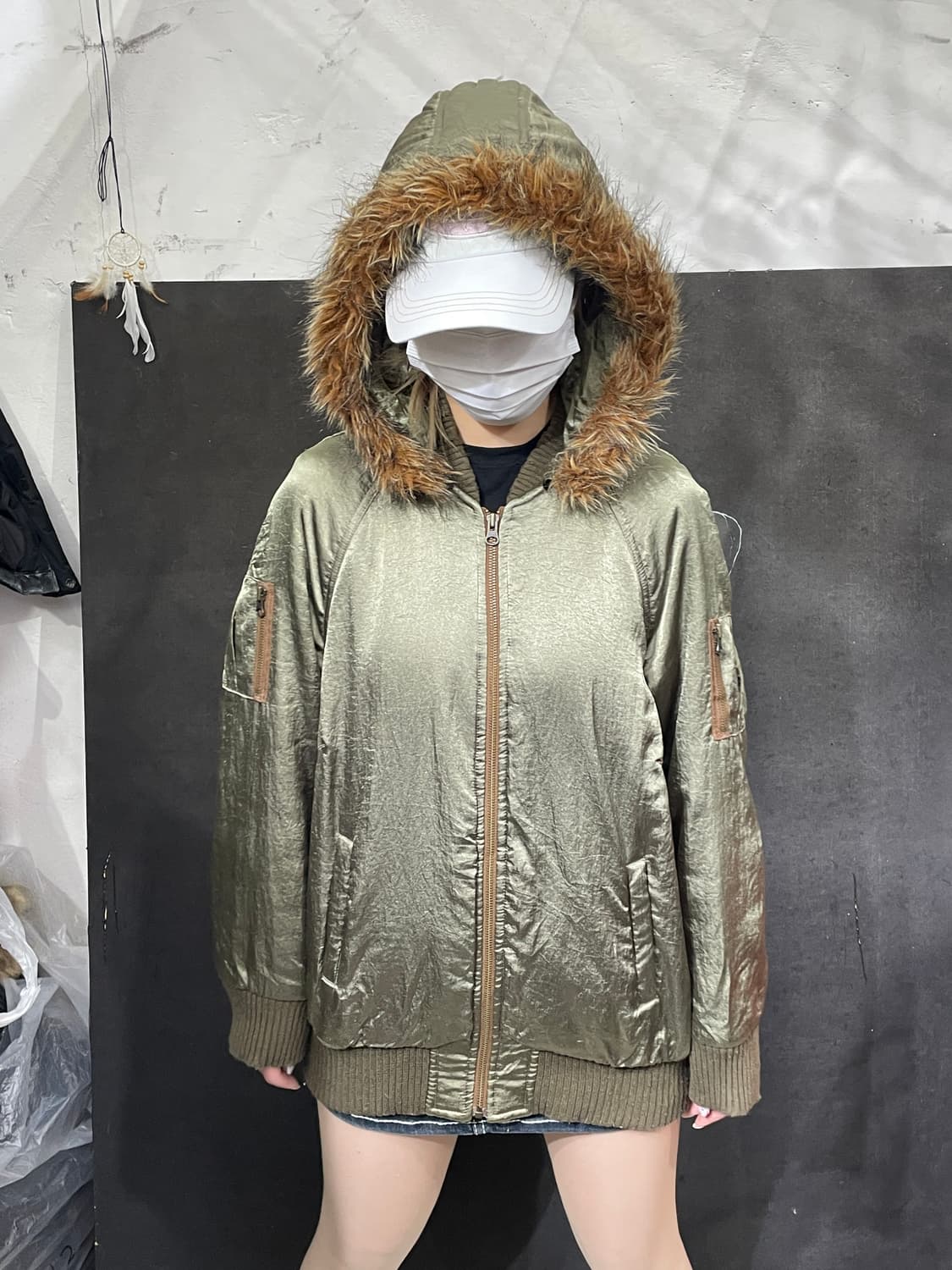 일본빈티지 Livre claire 울프죠 퍼 후드 자켓 ma-1 마원 M 상품이미지2