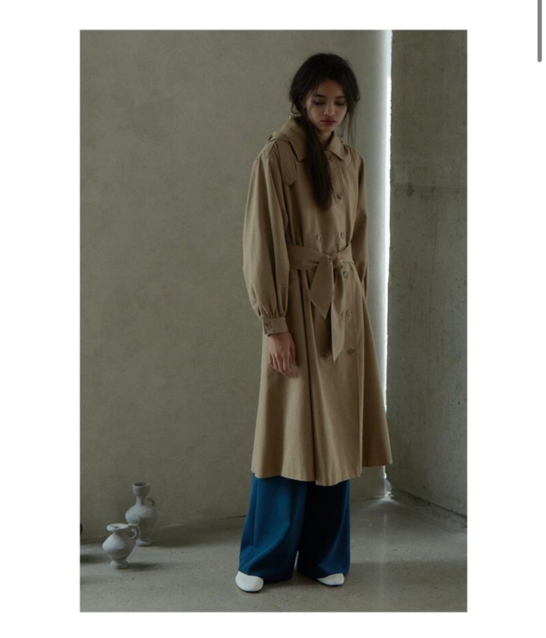 Akro 셔링 후그 트렌치 카멜 상품이미지1