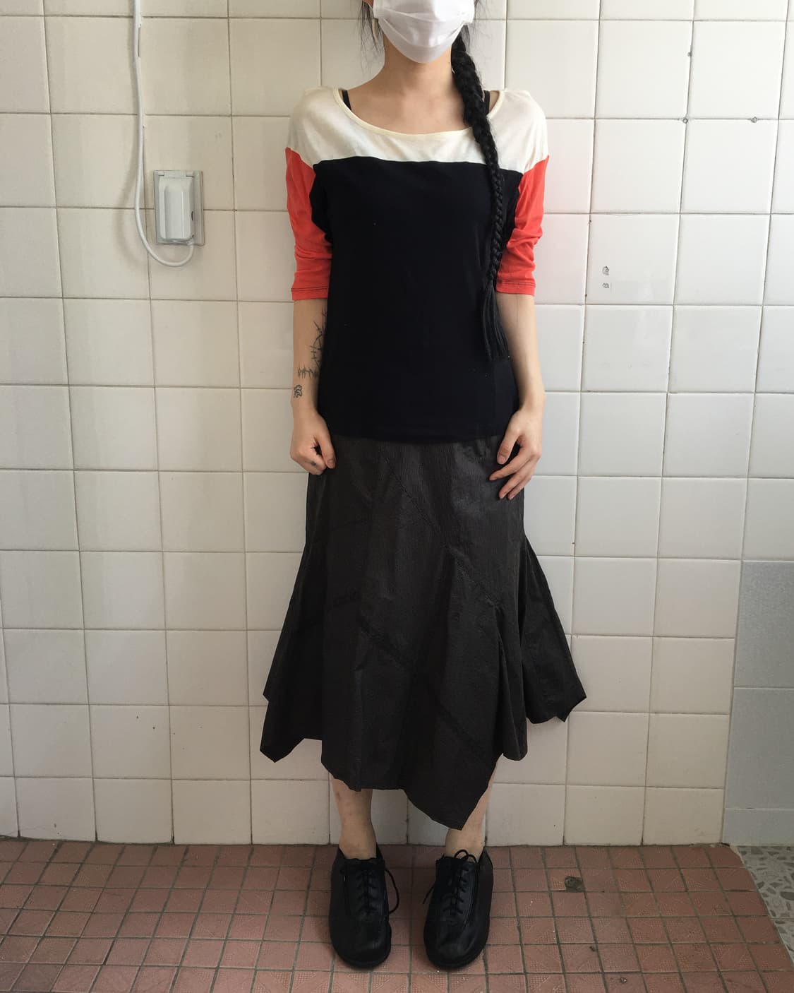 Line detail unbalanced skirt 상품이미지6