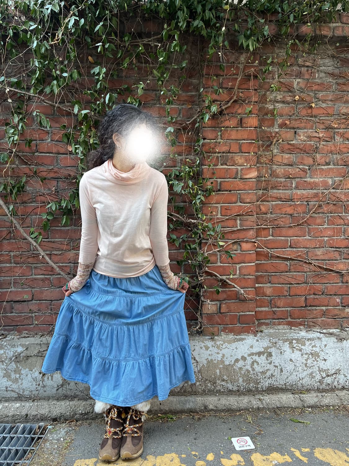 데일리 무드 데님 면 롱스커트 상품이미지1