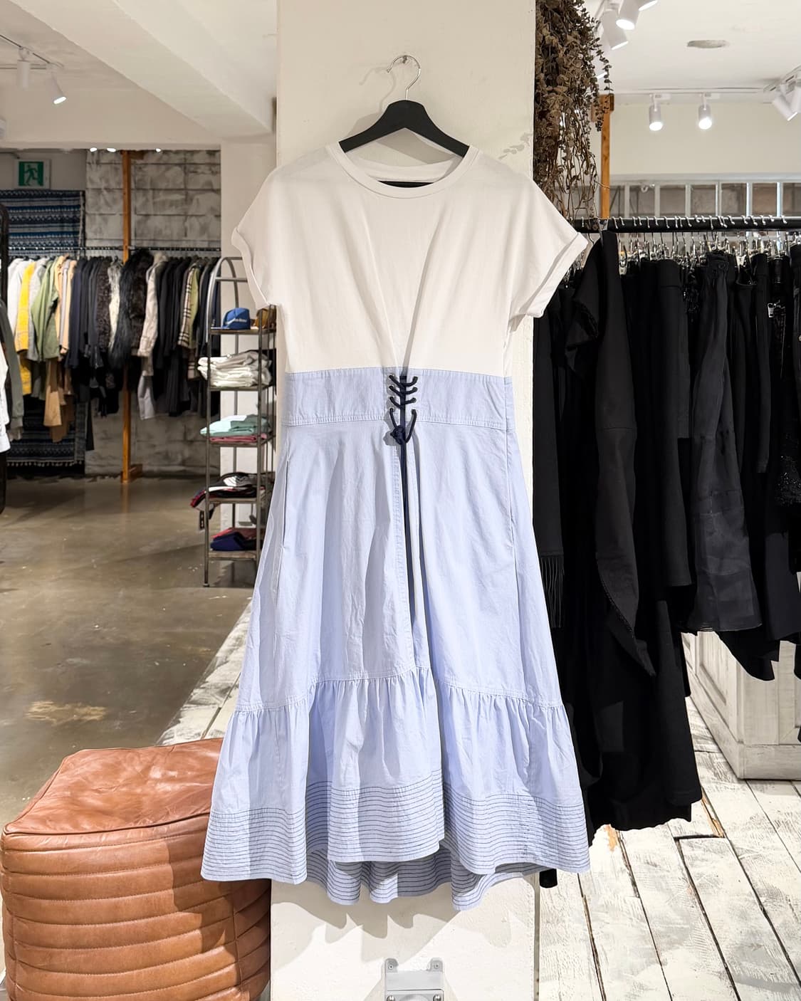 3.1 필립 림 화이트 스카이블루 피스드 코튼 팝린 미디 드레스  상품이미지1