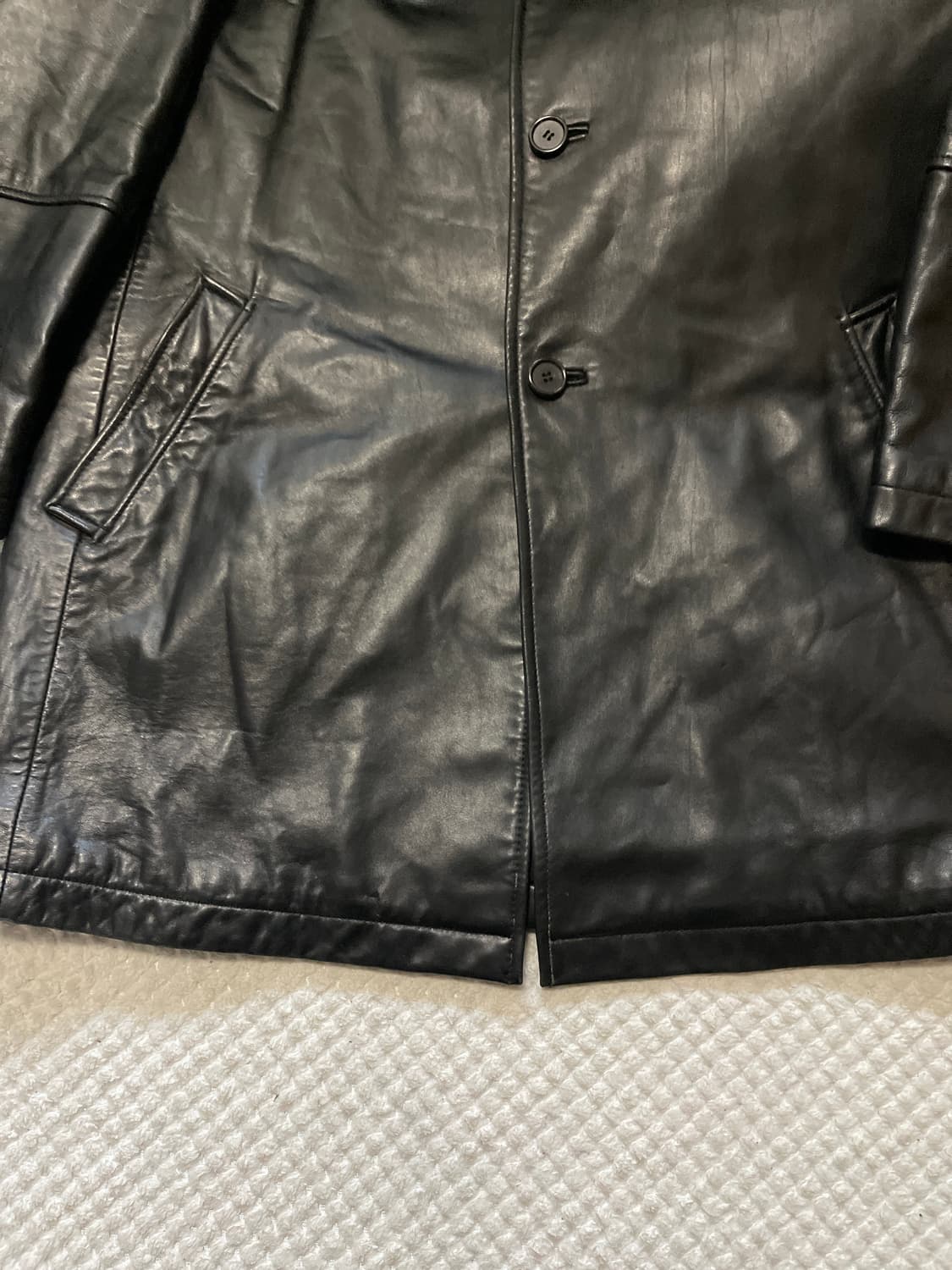 광희시장 웨스턴 무드 3버튼 램스킨 양가죽 레더 카 코트 상품이미지9