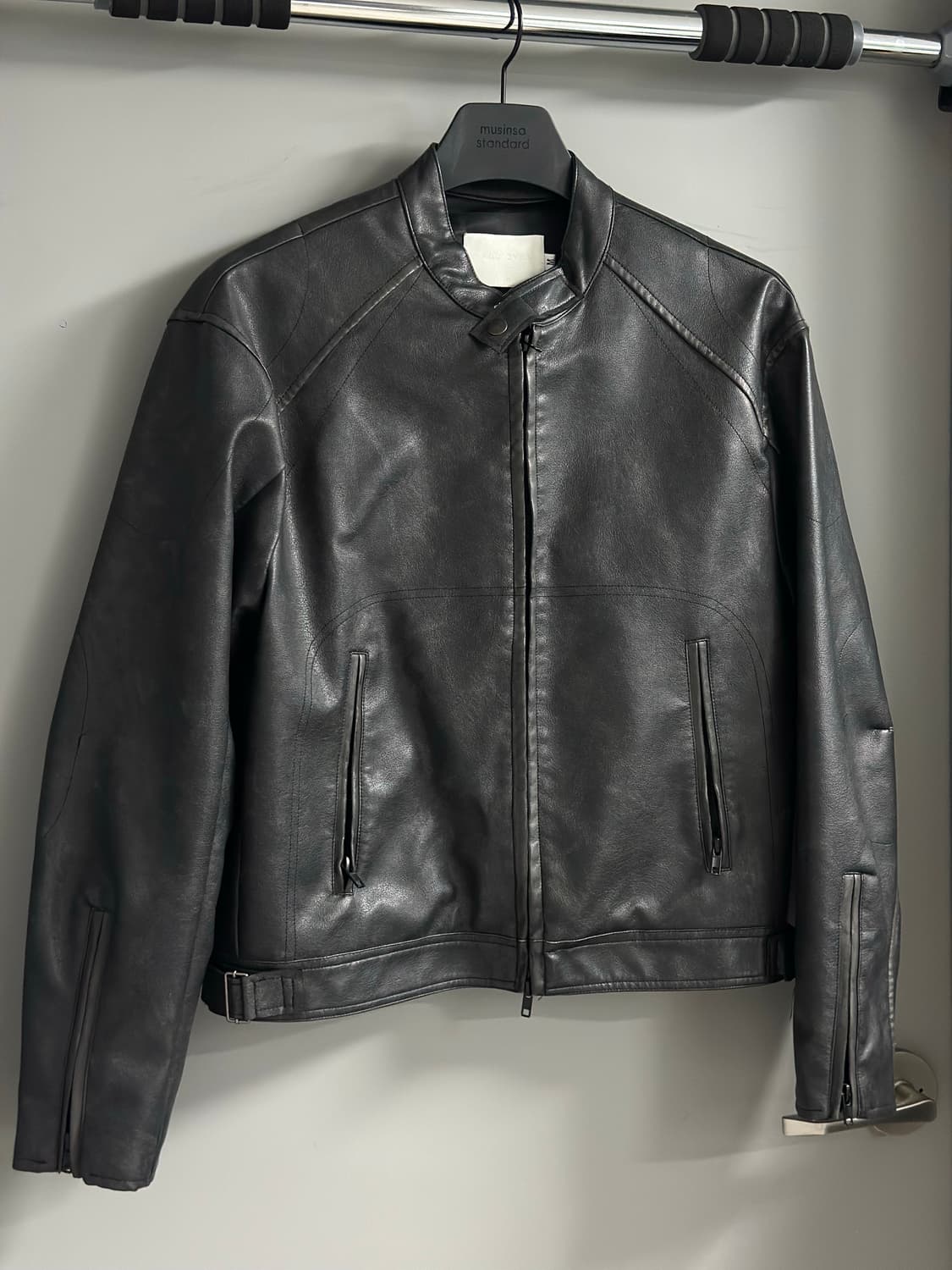 [M] 남자 빈티지 워싱 레더 바이커 자켓 상품이미지3